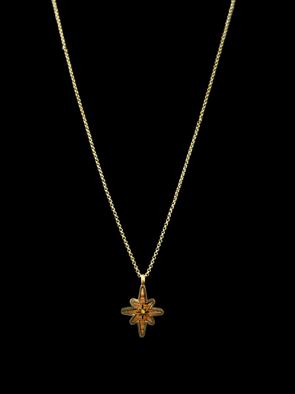 Men’s Wood-Style Stainless Steel Pendant