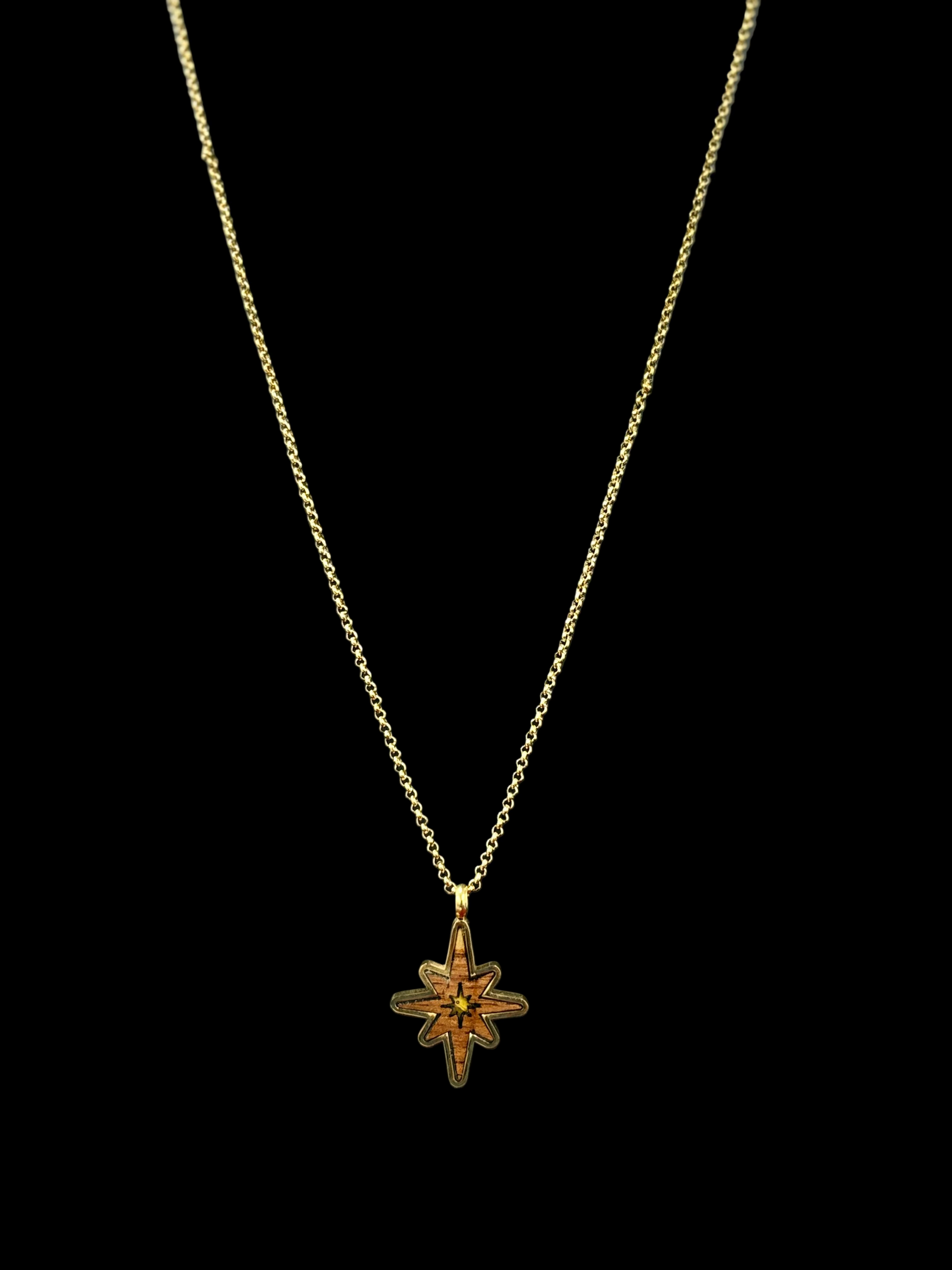 Men’s Wood-Style Stainless Steel Pendant