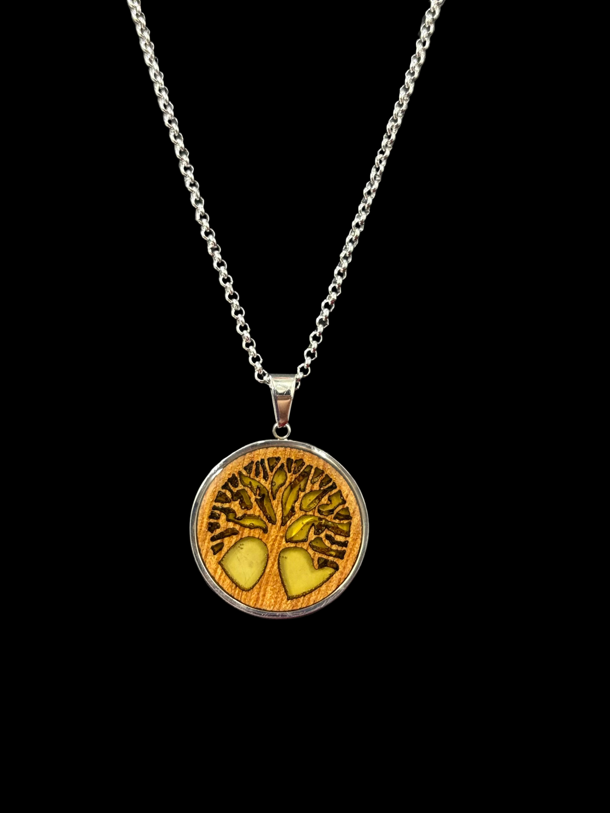 Men’s Wood-Style Stainless Steel Pendant