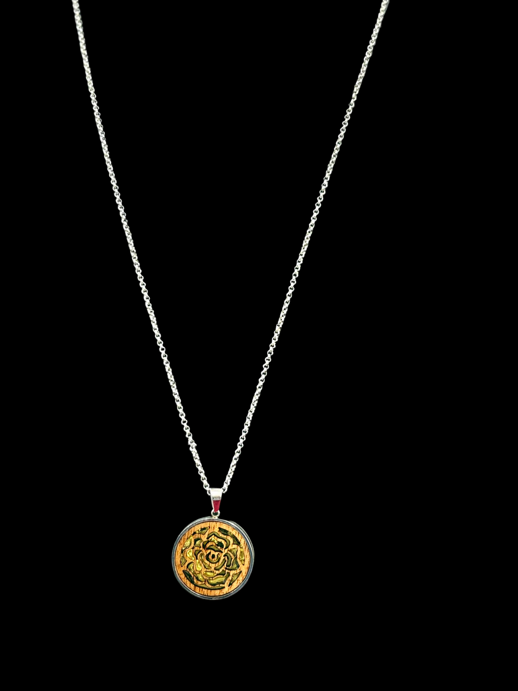 Men’s Wood-Style Stainless Steel Pendant