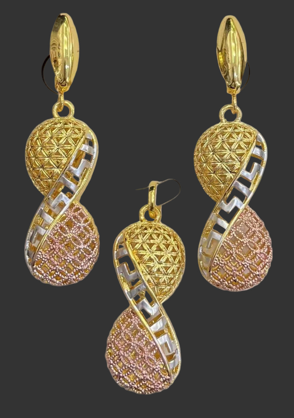 Infinity Twist Pendant Set (Gold, Silver & Rose)