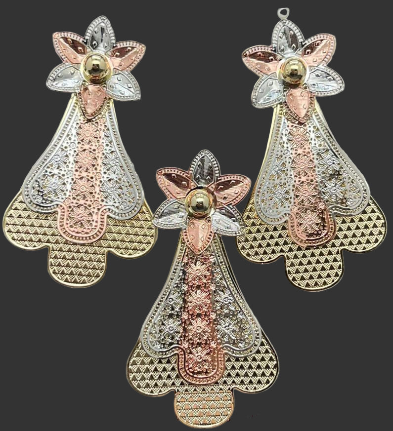 Dubai Inspired Tri-Color Floral Pendant Set