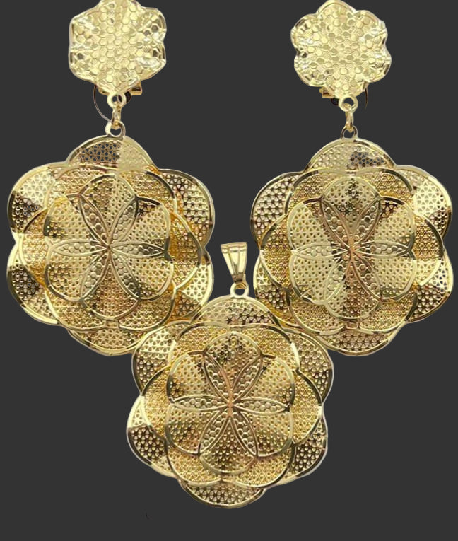 Dubai Style Floral Mandala Pendant Set