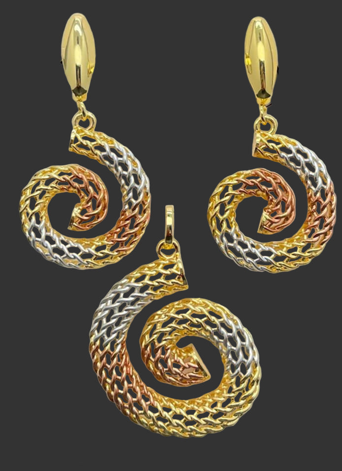 Dubai Style Spiral Twist Multicolor Pendant Set