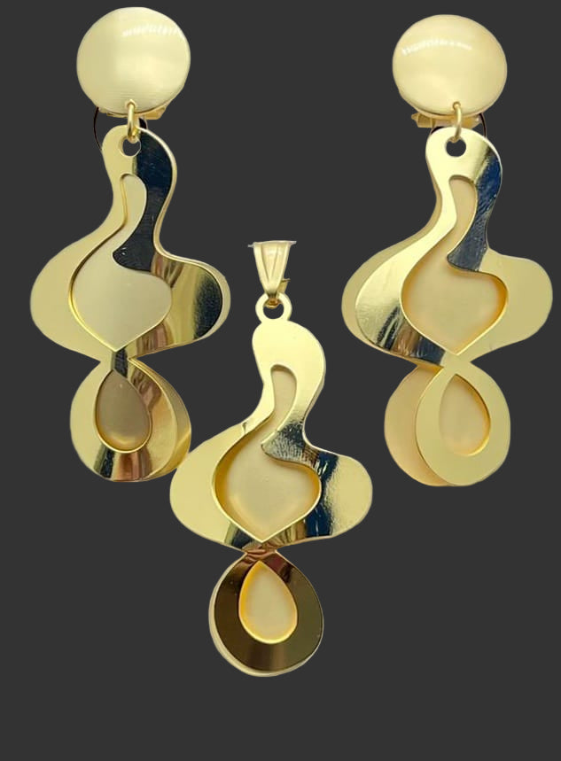 Dubai Style Abstract Wave Pendant Set
