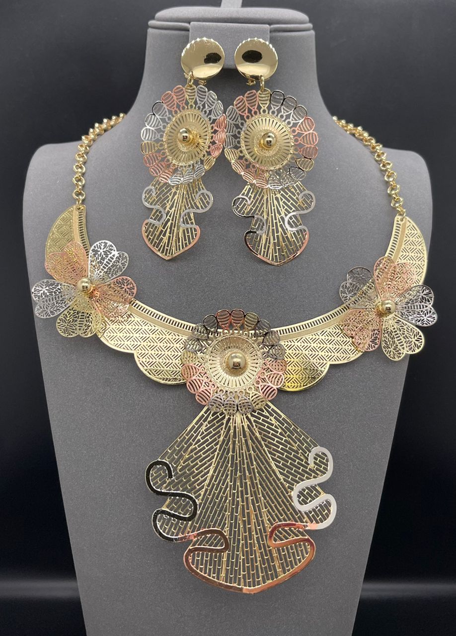 Dubai Style Multicolor Floral Jewelry Set