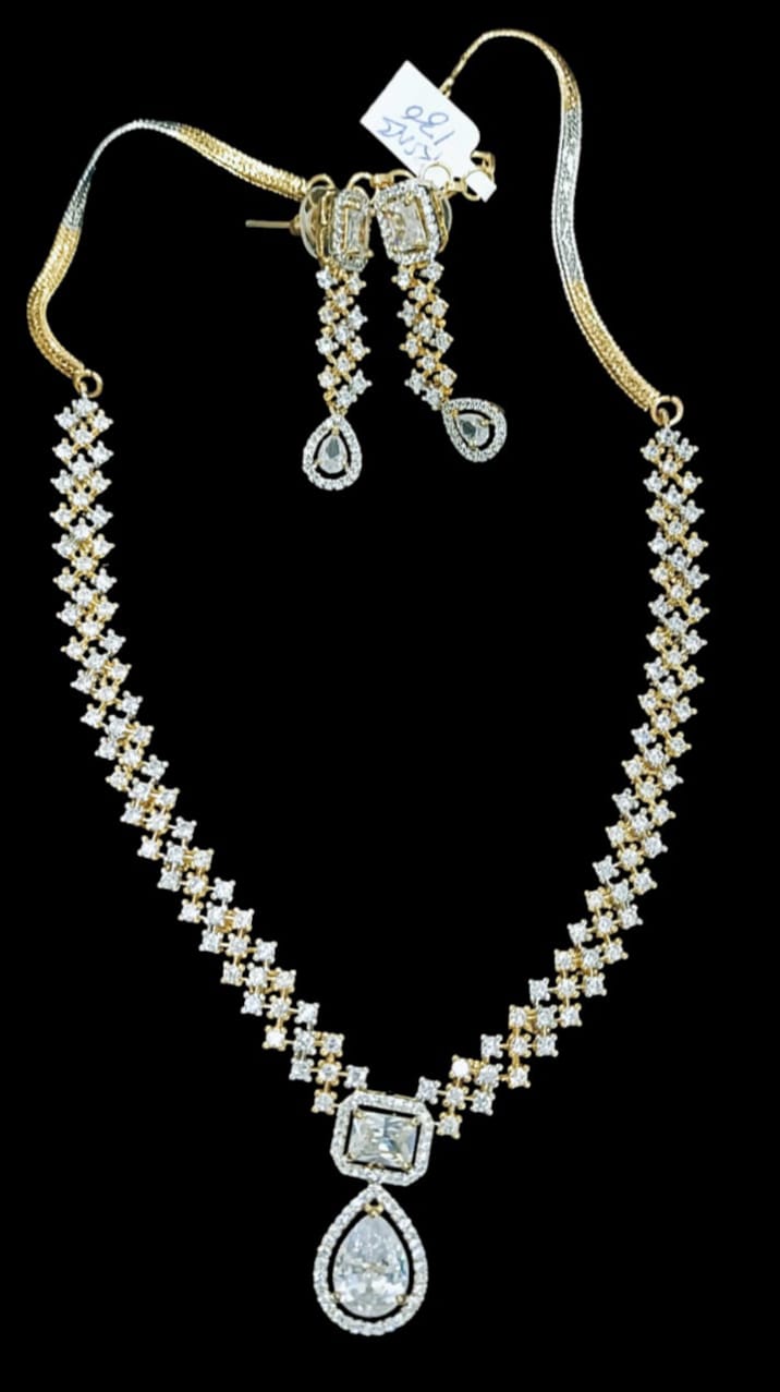 Gold & Silver Diamond Necklace Set