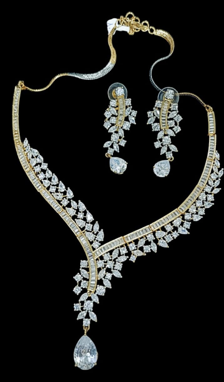 Diamond Drop Necklace Set