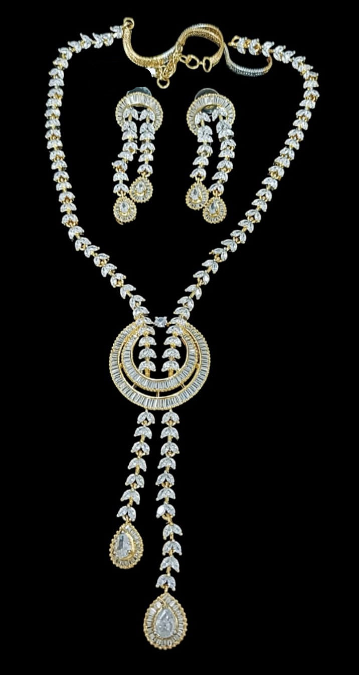 Double Drop Diamond Necklace Set