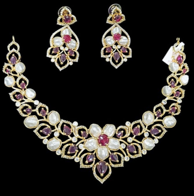 Pearl & Ruby Diamond Necklace Set