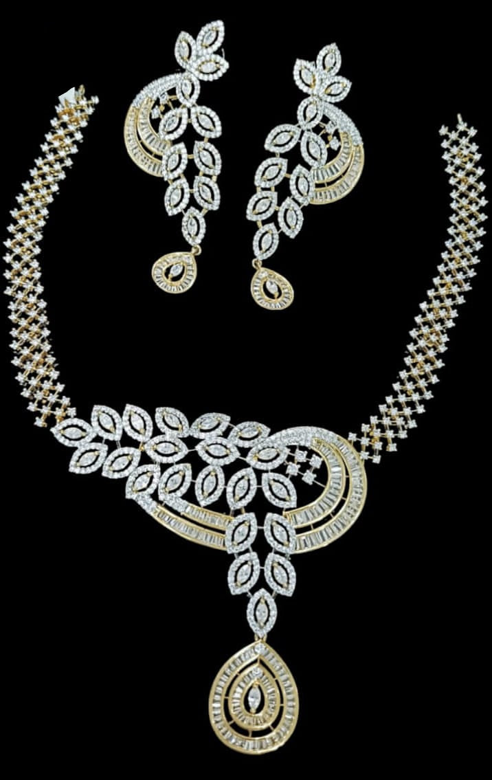 Diamond Drop Necklace Set