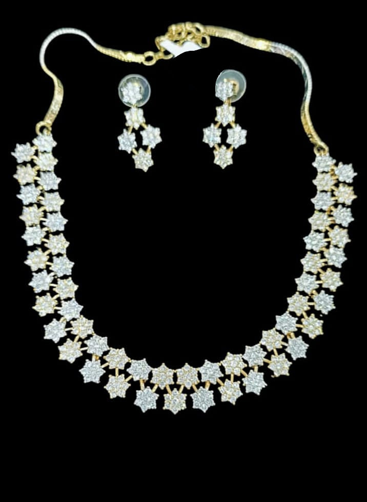 Gold & Diamond Cluster Necklace Set