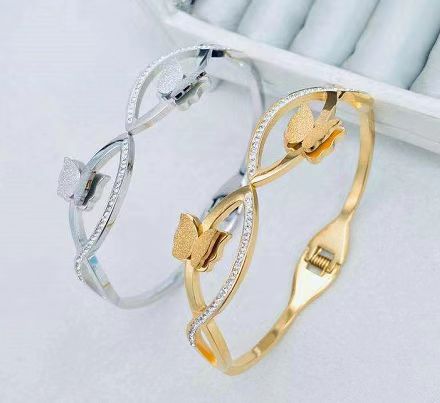 Butterfly Charm Stainless Steel Bracelet