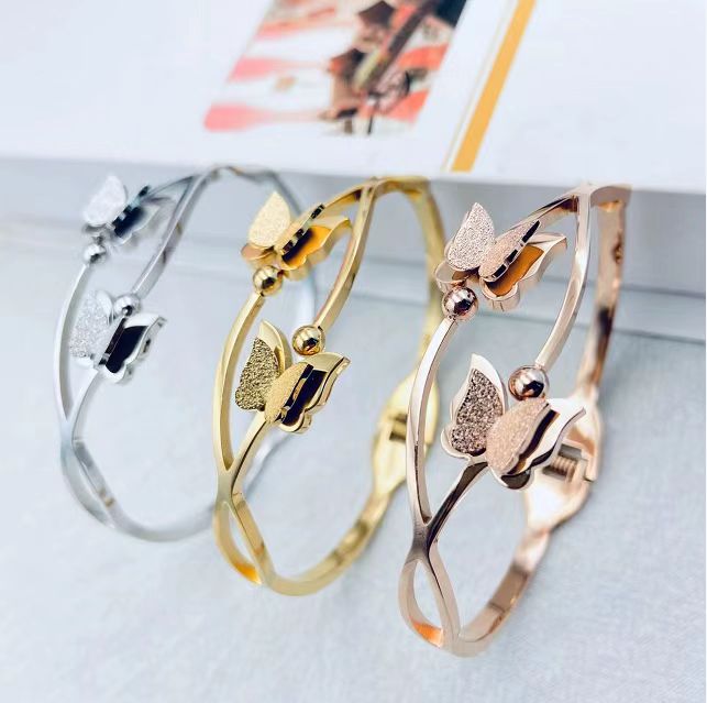 Double Butterfly Stainless Steel Bracelet