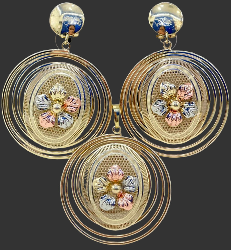 Classic Round Multi-Tone Dubai Pendant Set