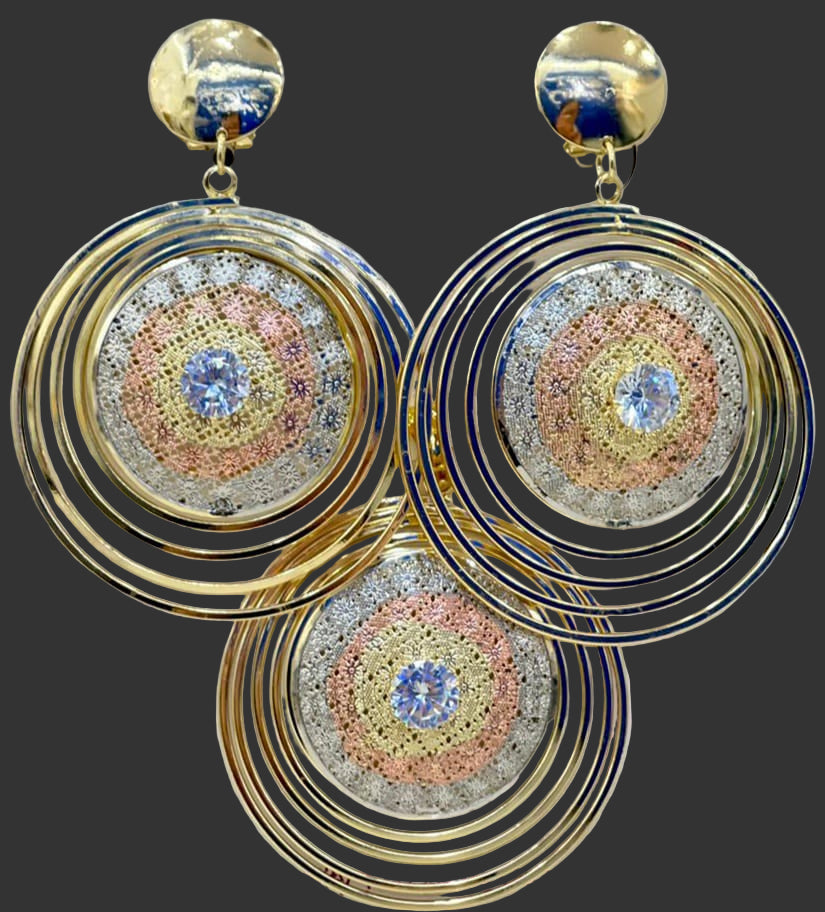 Luxury Dubai Style Gold Round Pendant Set