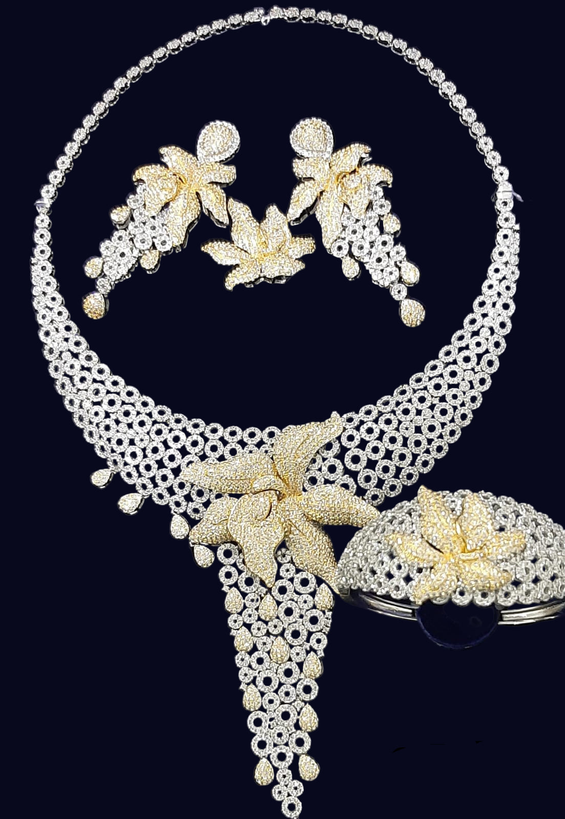 Golden Bloom Diamond Necklace Set