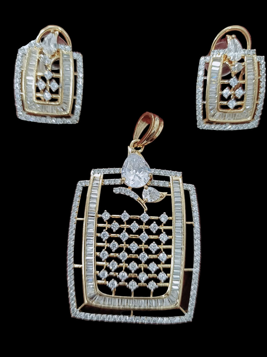 Square Floral Pendant Set