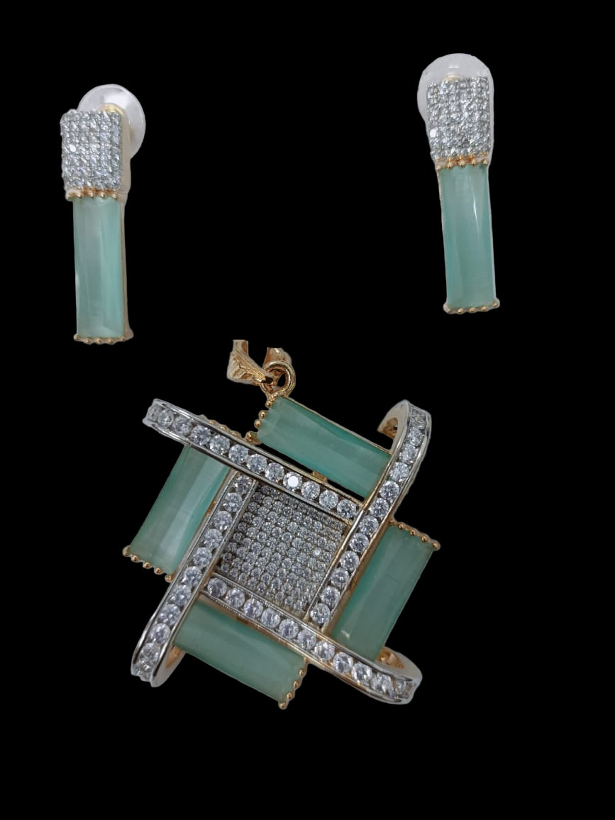 Mint Green Geometric Pendant Set