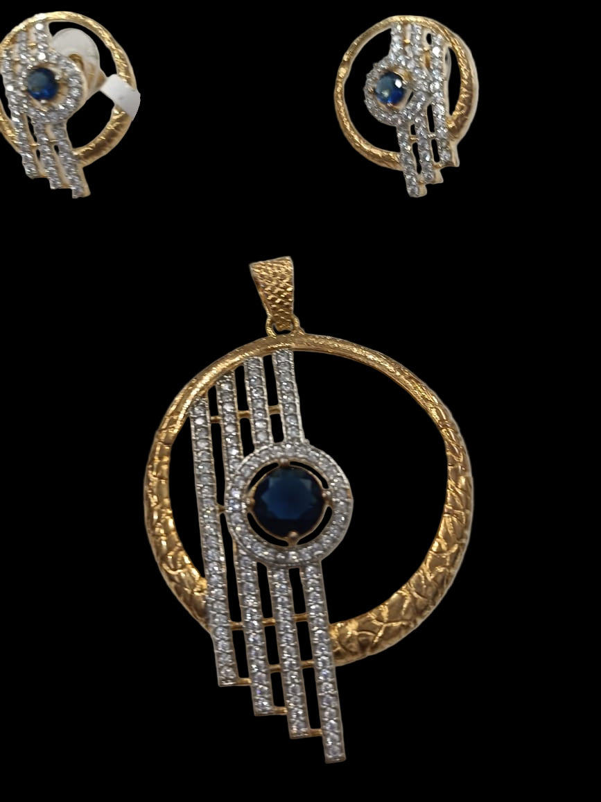 Royal Blue Sapphire Pendant Set