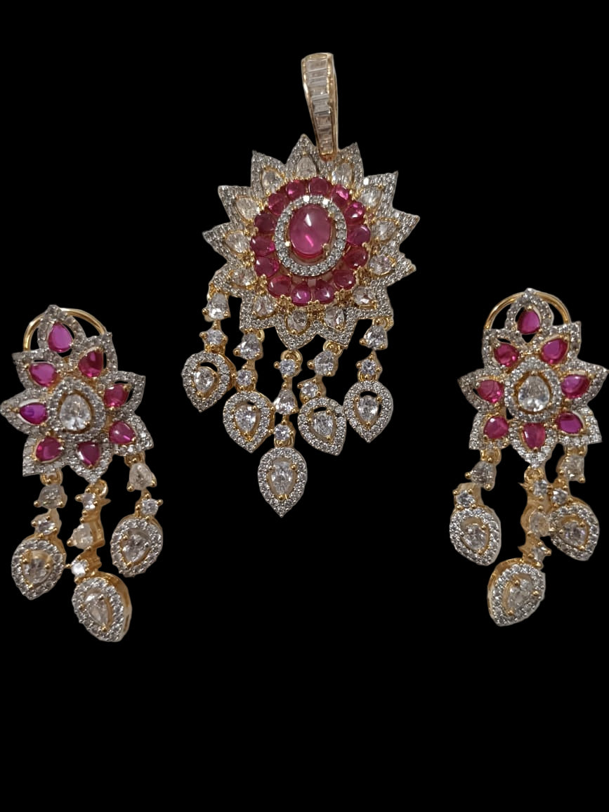 Ruby Blossom Pendant Set